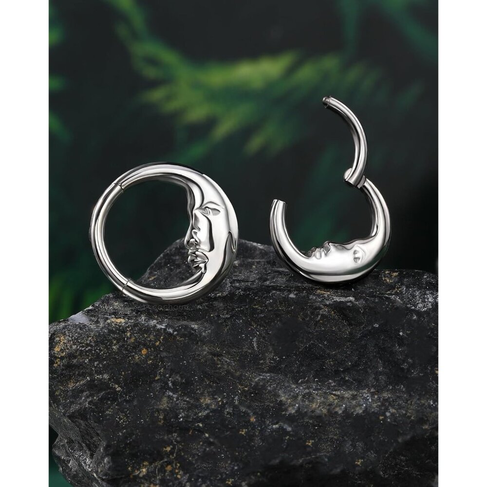 Moon Face G23 Solid Titanium Septum Ring 16g Silv… - image 5